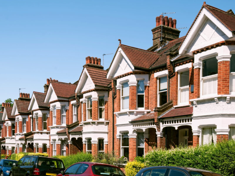 Row of Typical English Terraced Houses at London.