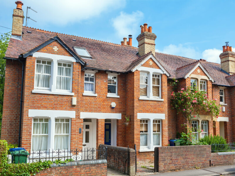 Typical brick town house in Oxford. Oxfordshire, England, UK