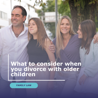 Family with older children caption what to consider when you divorce with older children